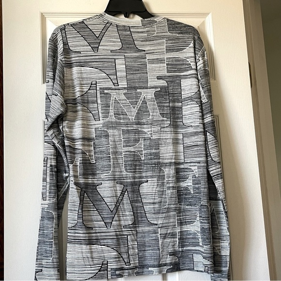 YASHI YAMAMURI Long Sleeve Shirt Women Size M Pullover Abstract Print Black Gray - Picture 3 of 13